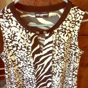 Karl Lagerfield Parts Tee Animal Print Petite